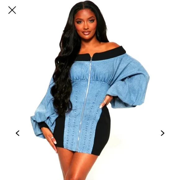 fashion nova denim dress plus size Snatched Denim Dress • Curve | Plus Size Dresses main image 1